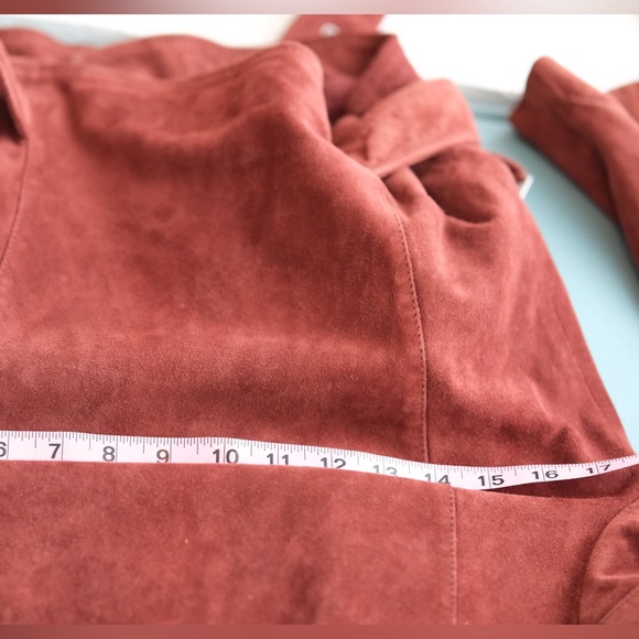 All Saints Rust Leather Suede Biker Jacket - Picture 5 of 5